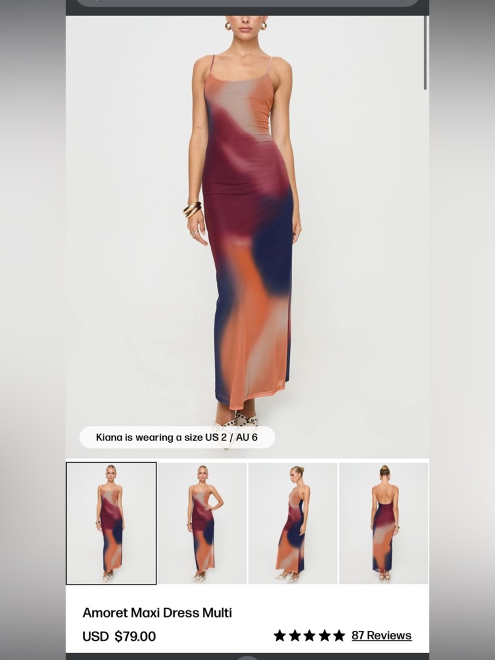 Women’s Ombre Maxi Dress in Peach, Burgundy & Navy